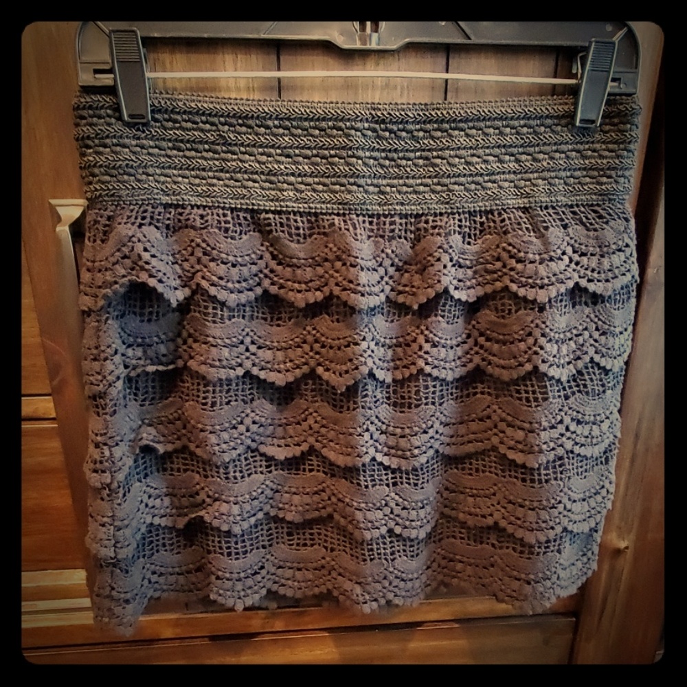 Black Crochet Mini Skirt